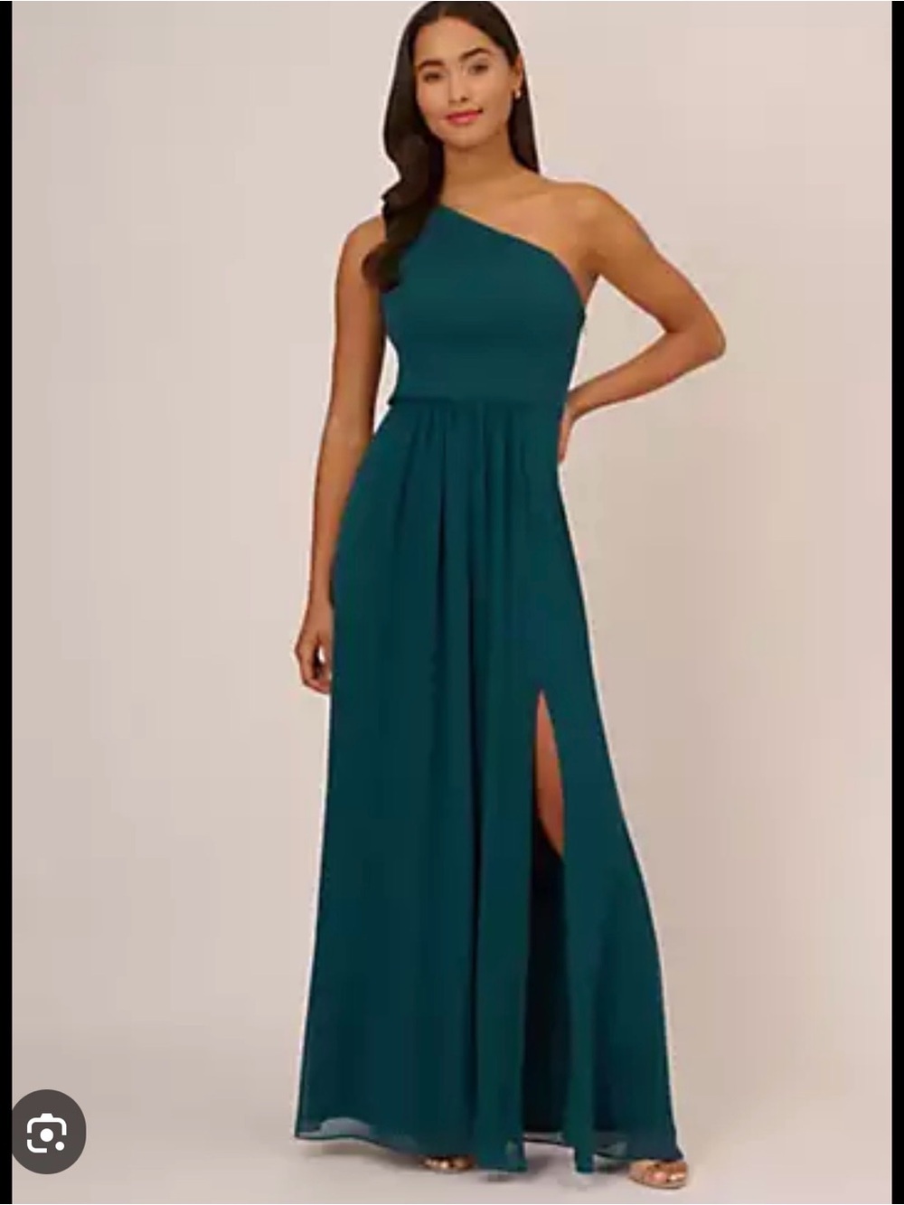 Adrianna Papell One-Shoulder Navy Dress Size 14 - Picture 6 of 7